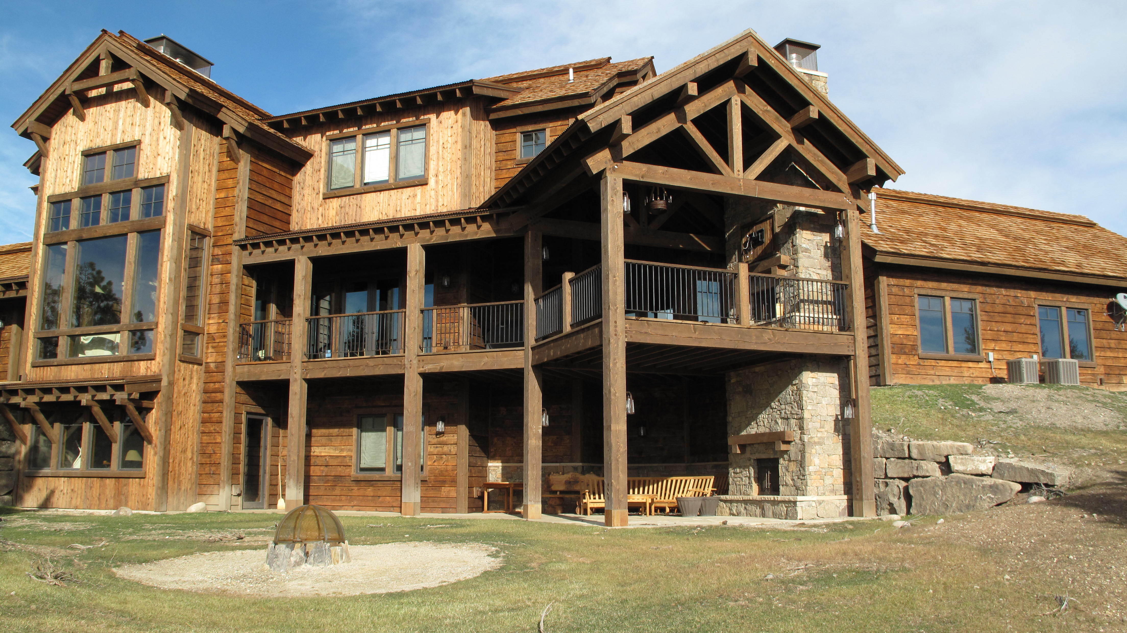 a large home with timber frame construction