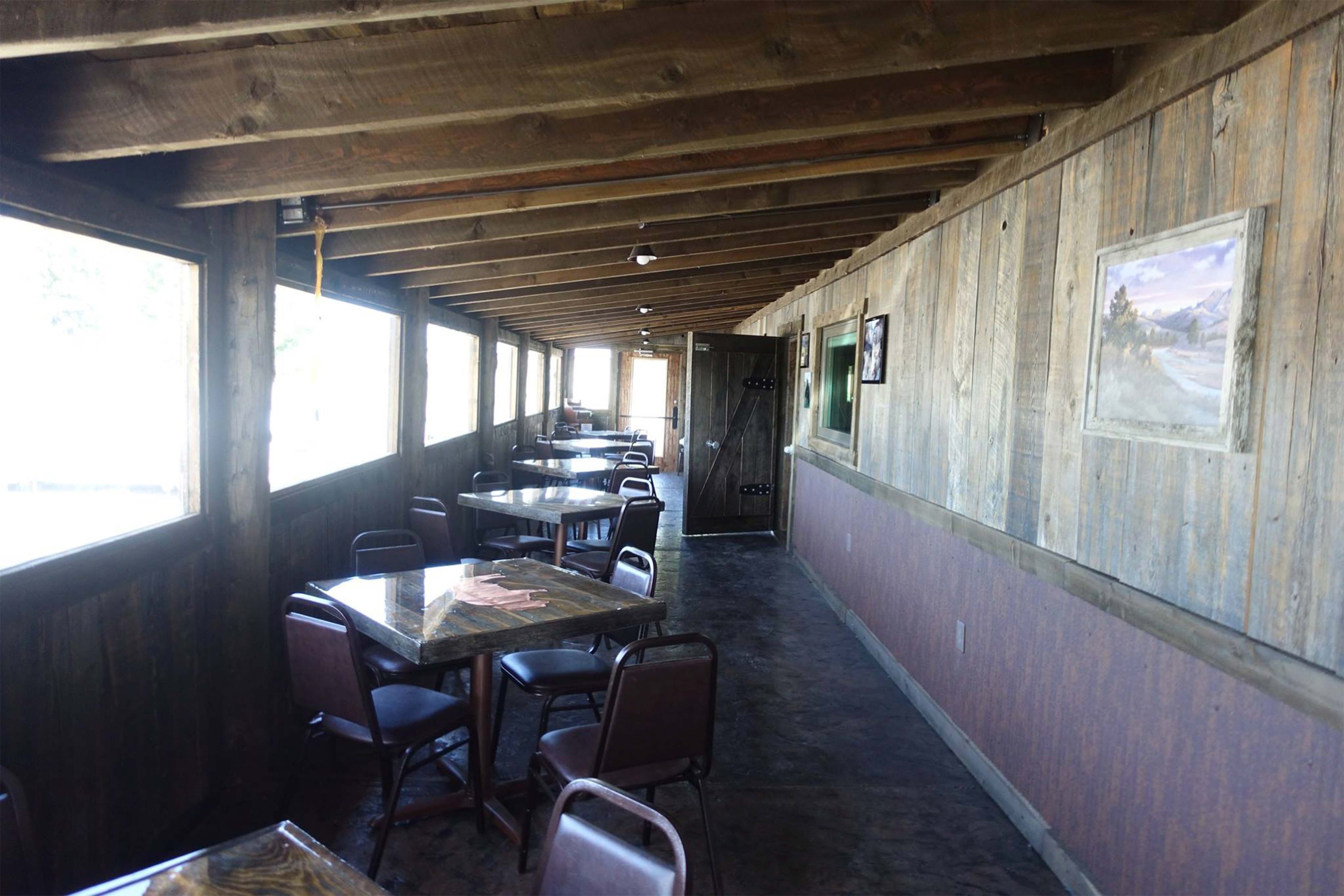 rustic wood siding inside a restaurant